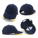 Bondi 3 Tone Peak Design Cap - A cap featuring a navy blue design with yellow and white accents, showcasing different angles and an internal view.
