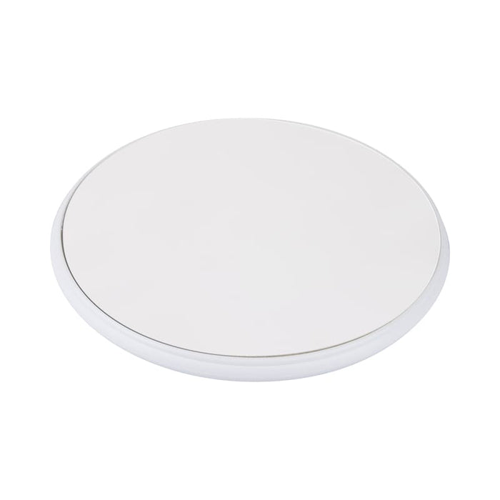Casper Pro 15 Watt Eco Wireless Charger - A round, white eco wireless charger with a smooth surface and a thin profile. It features a logo on the design.