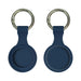 Aspen Silicone Airtag Case - A navy blue silicone Airtag case featuring a keyring, with a simple, sleek design.