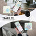 MiTag Duo Global Tracking Tag with PU Case (stock) - A black and a white tracking tag are displayed alongside a smartphone showing a map with location markers.