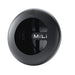MiTag Duo Global Tracking Tag with PU Case (stock) - A round black tracking tag with a glossy finish and a logo, featuring a smooth surface.