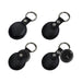 MiTag Duo Global Tracking Tag with PU Case (stock) - A set of black tracking tags with keyring attachments, featuring a PU case and rounded design.