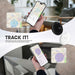 MiTag Duo Global Tracking Tag with PU Case (stock) - A black and white tracking tag is displayed alongside a smartphone showing a map with location markers.