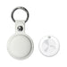 MiTag Duo Global Tracking Tag with PU Case (stock) - A white MiTag Duo global tracking tag with a PU case, featuring a keyring attachment.