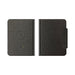 MiTag Duo Passport Holder with Global Tracking Tag - A black passport holder with a textured finish and a built-in tracking tag. It features a logo on the front.
