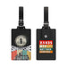 MiTag Duo Tracker Luggage Tag - A black luggage tag featuring a circular emblem and a vibrant design with text, showcasing Singapore's skyline and colours.