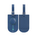 MiTag Duo Tracker Luggage Tag - A blue luggage tag with a round attachment, featuring a logo and a sleek design for easy identification.