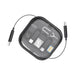 Catania Retractable 60W Fast Charging and Data Cable Set - A compact black storage case containing a retractable 60W charging and data cable set with multiple connectors.
