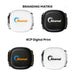 Paulo 100W Retractable Charging Data Cable - A set of promotional retractable charging data cables in white and black, featuring branding on each side.