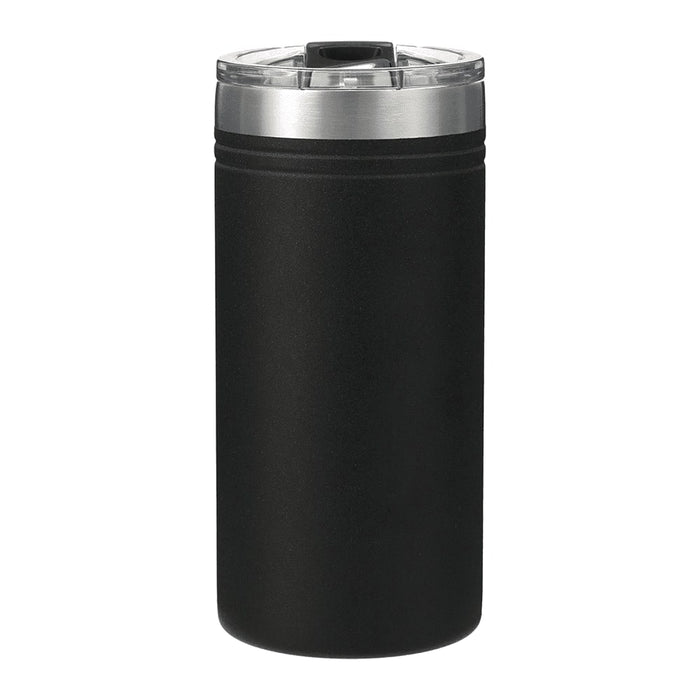 Arctic Zone Titan Thermal HP Slim Cooler 350ml - A drink bottle in matte black finish with a silver lid, featuring a logo. Ideal for keeping beverages cold.