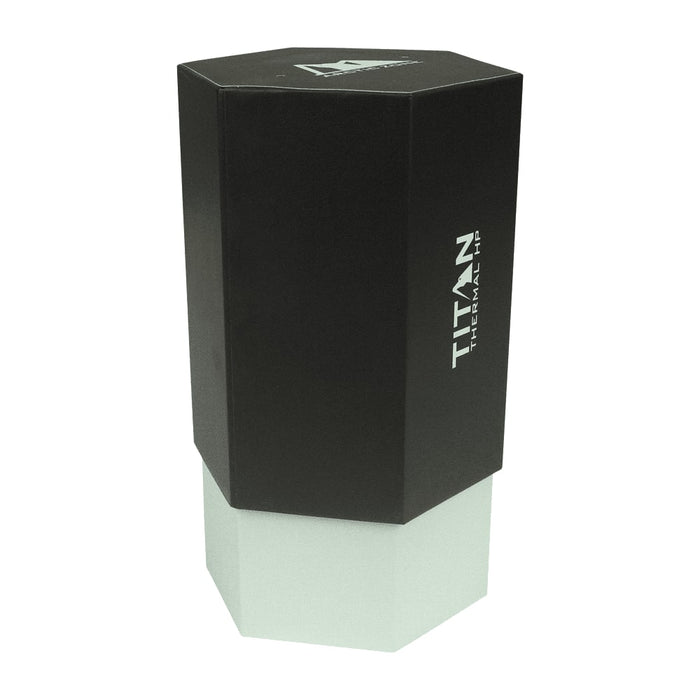 Arctic Zone Titan Thermal HP Slim Cooler 350ml - A drink bottle with a sleek black and white design, featuring a hexagonal shape and a logo.
