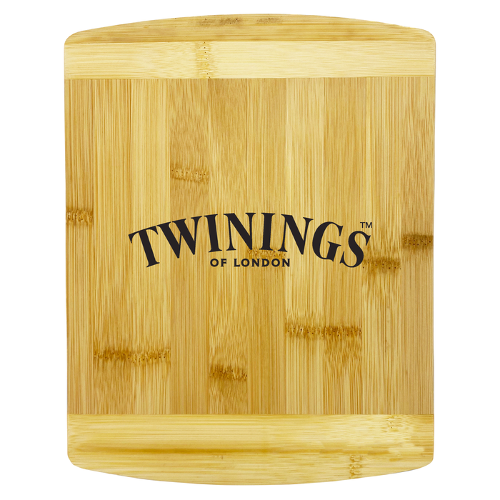 Tiga Bamboo Cutting Board - A bamboo cutting board with a smooth surface, featuring a logo. Its natural wood colour adds a warm touch.