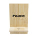 Groove Bamboo Phone Stand - A bamboo phone stand with a simple design, featuring a slot for the device and an engraved logo.
