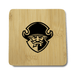 Square Bamboo Coaster - A square bamboo coaster featuring a black pirate emblem on a light bamboo background.