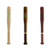 Commercial Baseball Bat Shape Pen - A baseball bat-shaped pen in wood tones, featuring different logos and finishes, including natural and dark hues.