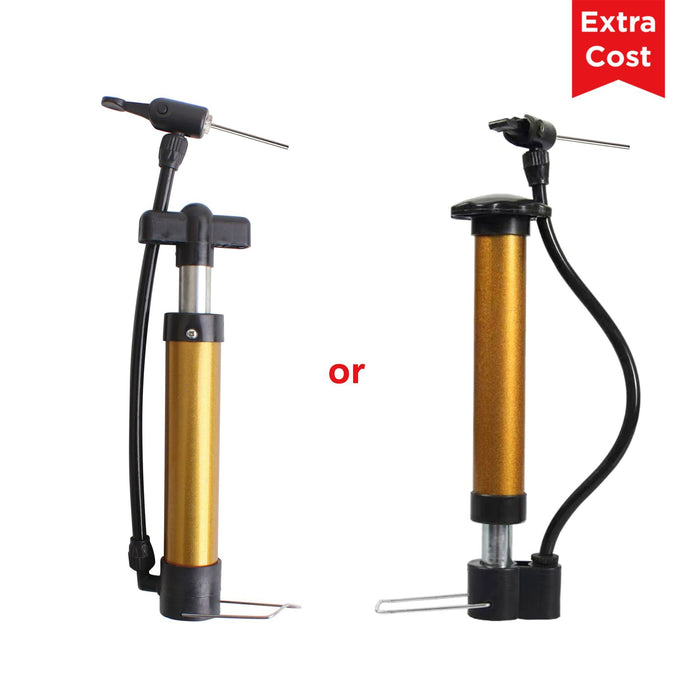 Mini Promotional American Football - A dual-action pump featuring a metallic gold body and black accents, designed for inflating sports equipment.