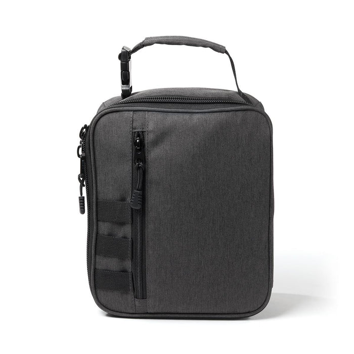 Super Duty 6 - In Pack Cooler - A grey cooler pack with a zippered top, side pockets, and a carrying handle. It features a logo on the front.