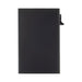 Wally Mag RFID Case - A black RFID case with a sleek design and a side clip for easy access. It features a minimalist style with a logo.
