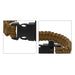 Paracord Bracelet With Whistle - A tan paracord bracelet featuring a black clasp and a built-in whistle. The design is functional and durable.