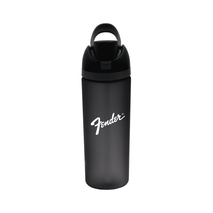 The Bondi 700ml Drinking Bottle - A drink bottle in black with a handle and a logo, featuring a sleek, contemporary design.
