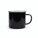 The Murray 500ml Mug - A black mug with a silver rim and a handle, featuring a polished finish and a circular opening.