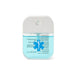 Scented 35ml Spray Sanitiser - A 35ml spray sanitiser with a white lid and blue liquid inside, featuring a logo on the front.