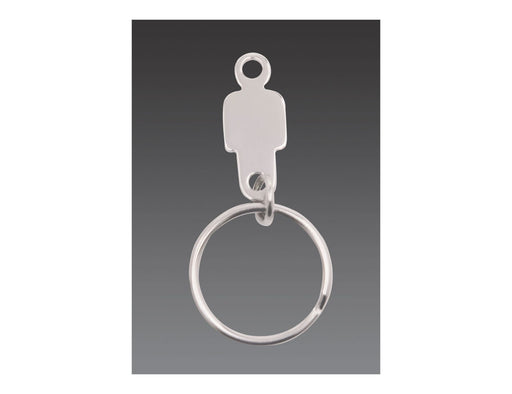 Housekeeper Keyring - A silver keyring featuring a figure-shaped attachment, designed as a housekeeper keyring. It has a single metal ring.