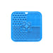 4-Section Dog Enrichment Lick Mat - A blue, silicone dog enrichment lick mat divided into four sections with various textured patterns and a paw print design.