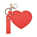 Heart-Shaped Compact Mirror with Keychain - A heart-shaped compact mirror in bright red, featuring a keychain and a clasp for easy attachment.