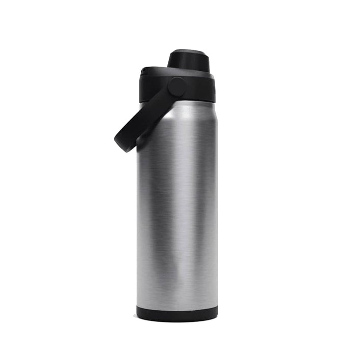 CamelBak - Thrive Chug VSS 0.6L - A drink bottle with a stainless steel finish and a black lid and handle. It has a logo on the side.