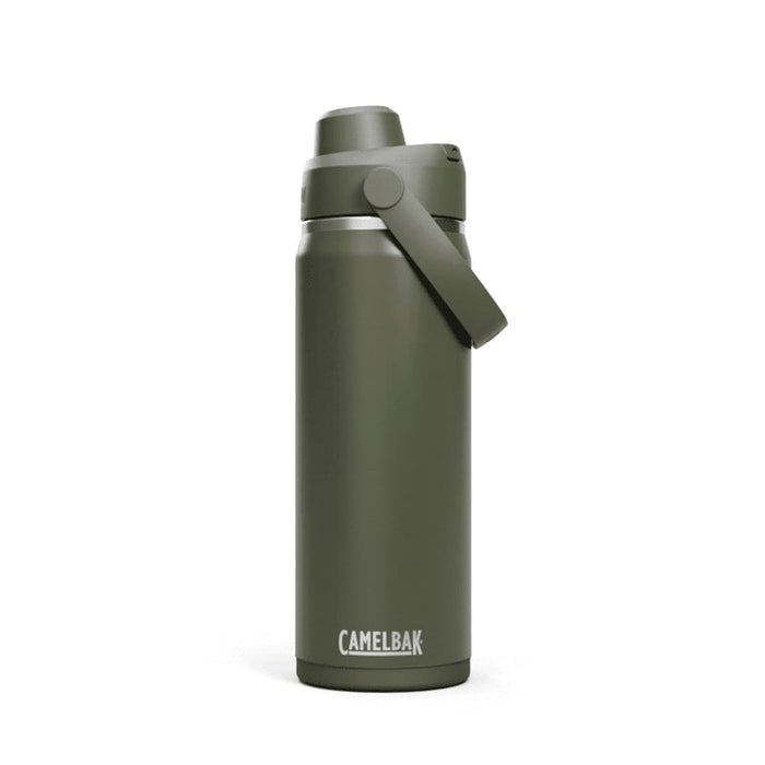CamelBak - Thrive Chug VSS 0.6L - A drink bottle in olive green with a secure lid and a carry handle. It features a logo on the body.