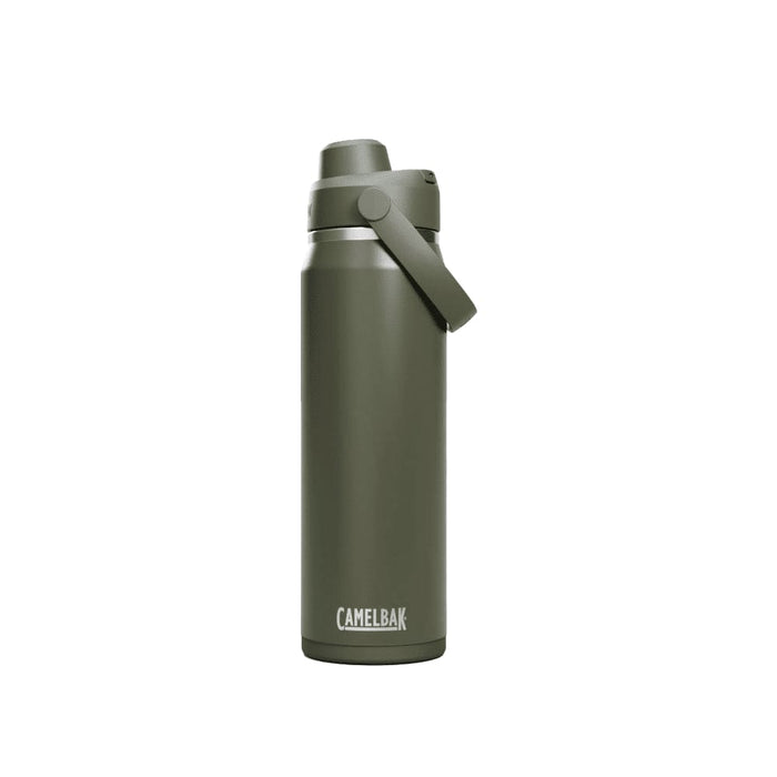 CamelBak - Thrive Chug VSS 0.75L - A drink bottle in an olive green shade with a flip-top lid and a logo.