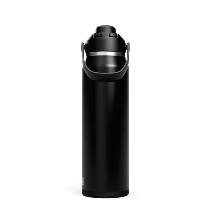 CamelBak - Thrive Chug VSS 1.0L - A drink bottle in black with a silver band, featuring a handle and a spout cap. It has a logo on the side.