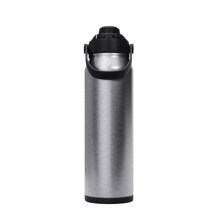 CamelBak - Thrive Chug VSS 1.0L - A drink bottle in a sleek silver finish with a black lid and handle. It features a branding logo.