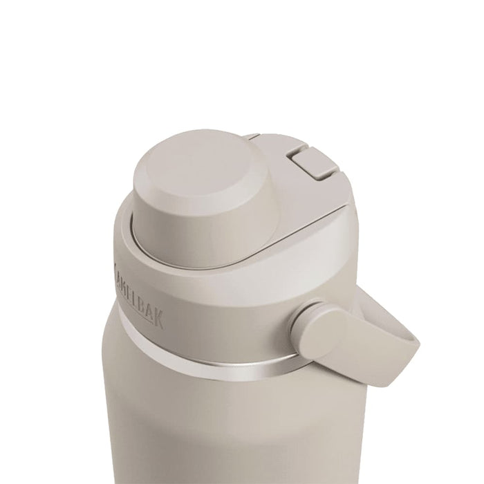 CamelBak - Thrive Chug VSS 1.0L - A drink bottle in a light grey colour with a twist cap and a handle for easy carrying. It features a logo.