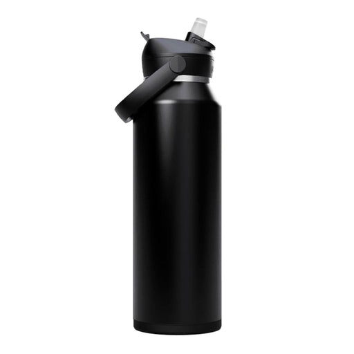 CamelBak - Thrive Flip Straw VSS 1.2L - A drink bottle in matte black with a flip straw lid and a handle, featuring a brand logo.