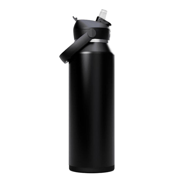 CamelBak - Thrive Flip Straw VSS 1.2L - A drink bottle in matte black with a flip straw lid and a handle, featuring a brand logo.