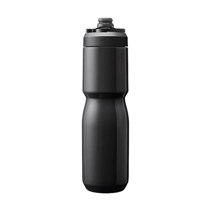 CamelBak - Podium Insulated Steel 0.65L - A drink bottle in matte black, featuring an ergonomic design and a lid with a spout, includes a logo.