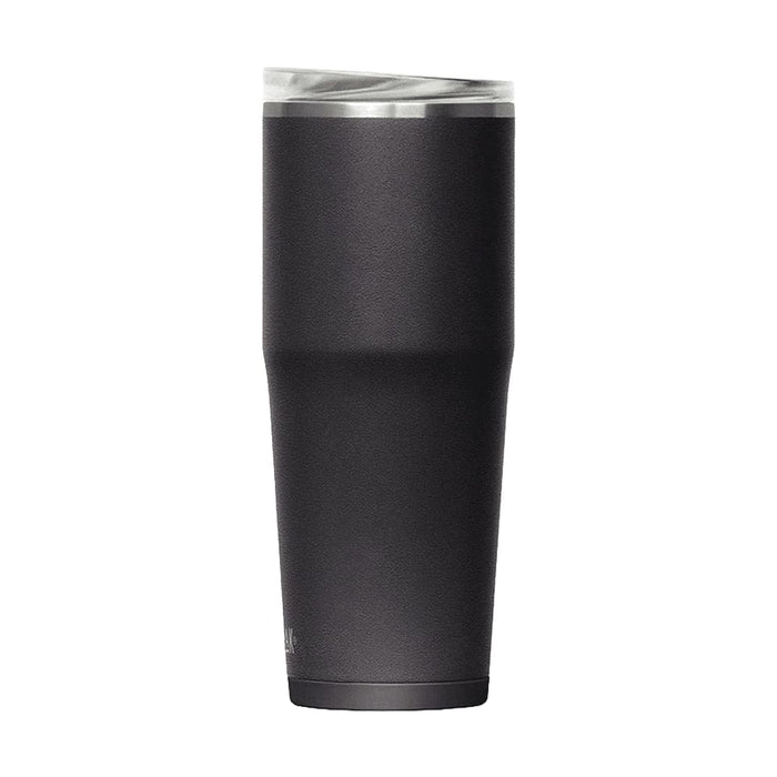 CamelBak - Thrive Tumbler VSS 0.9L - A drink bottle in matte black with a clear lid, featuring a sleek, tapered design and a logo.