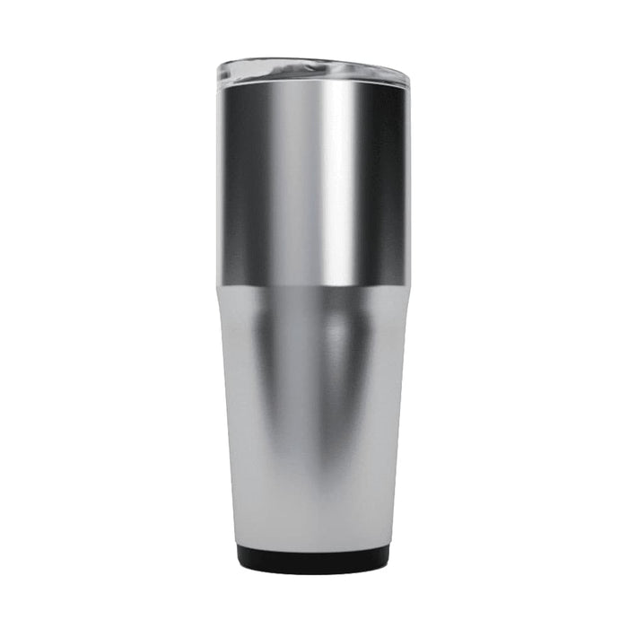 CamelBak - Thrive Tumbler VSS 0.9L - A drink bottle with a sleek silver and stainless steel design featuring a clear lid and a black base. It has a logo.