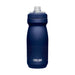 CamelBak Podium Bike Bottle 0.6L - Retail Colours - A drink bottle in navy blue with a textured grip and a spout lid, featuring a logo.
