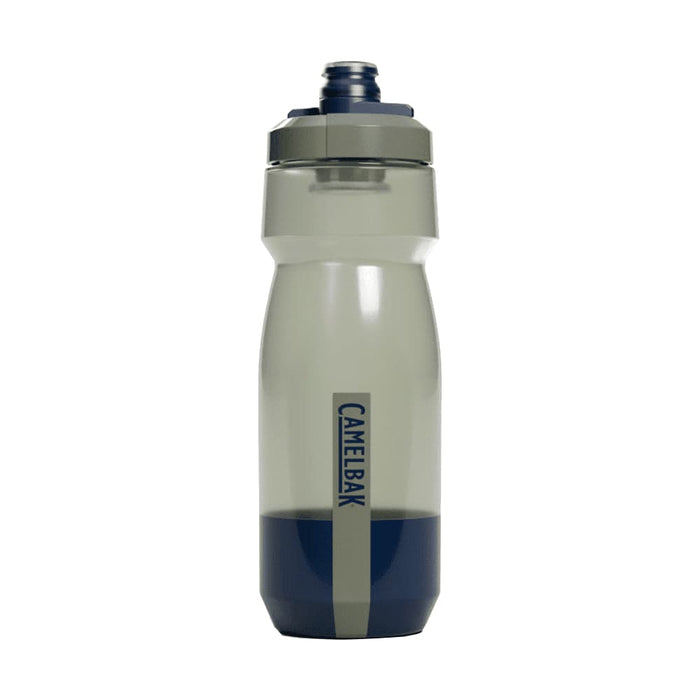 CamelBak - Podium 0.7L - A drink bottle in clear grey with navy detailing, featuring a lid and a logo.