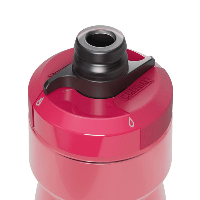 CamelBak - Podium 0.7L - A drink bottle in vibrant pink with a black spout, featuring a logo on the side.