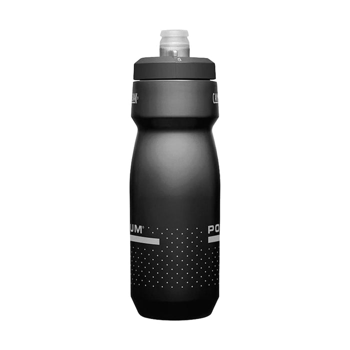 CamelBak - Podium 0.7L - A drink bottle in black with a textured design and a tapered top, featuring a spout and a logo.
