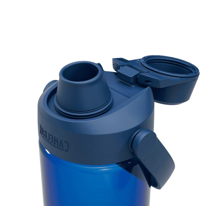 CamelBak - Thrive Chug 0.6L - A drink bottle in blue with a wide mouth opening and a cap, featuring a logo on the side.