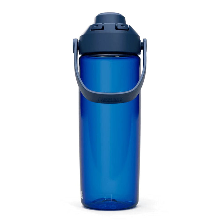 CamelBak - Thrive Chug 0.6L - A drink bottle in a vibrant blue colour with a flip-top lid and a handle. It features a logo on the side.