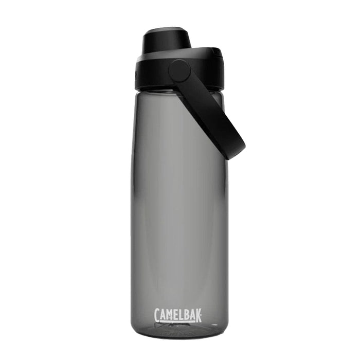 CamelBak - Thrive Chug 0.75L - A drink bottle in a translucent grey colour with a black lid and spout, featuring a handle and a logo.