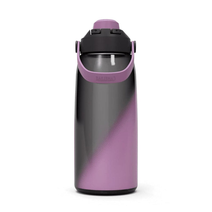 CamelBak - Thrive Chug 1.0L - A drink bottle with a gradient black and lavender design, featuring a black lid and handle, with a logo.