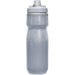 CamelBak - Podium Chill 0.6L - A drink bottle in a translucent grey design with a grey lid and a built-in spout. It features a logo.