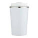 Carry Cup Newport Double Wall Vacuum Tumbler - 350ml - A drink bottle featuring a white exterior with a stainless steel lid and a logo. Double wall vacuum design.